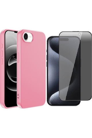 Vendas Apple Uyumlu iPhone 17e Kılıf Zore Mara Lansman Kapak + Hayalet Ekran Koruyucu Pembe