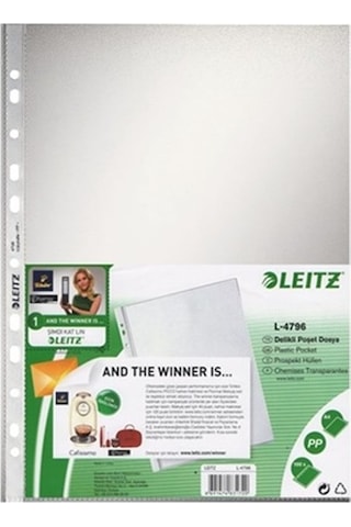 Leitz Poşet Dosya A4 11 Delikli (100 Adet) Buzlu 4796