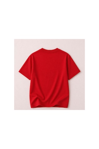 Herkesemoda Turkish Coffee Baskı Detaylı Kadın Bisiklet Yaka Pamuklu T-shirt Kırmızı