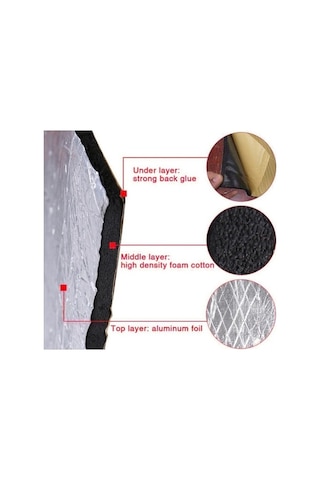 Flybuy Yalıtım Ve Ses Pedi Kaput Kalın Isı Folyo Araba Alüminyum 250x180x10mm Zx