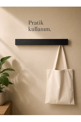 Berlin Portmanto Metal Duvar Askılığı Elbise Askılığı Vestiyer Askılık Gizli Kancalı Antre Hol Mont Çanta Havlu Askısı Beyaz 80 Cm Antrasit