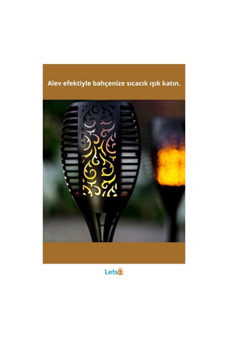 Güneş Enerjili Alev Efektli Bahçe Lambası Küçük 51 Cm Çok Renkli
