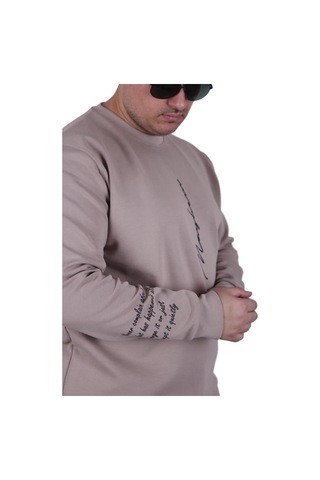 Starbattal Büyük Beden Bisiklet Yaka Sweat Double Face 25707 Bej Bej