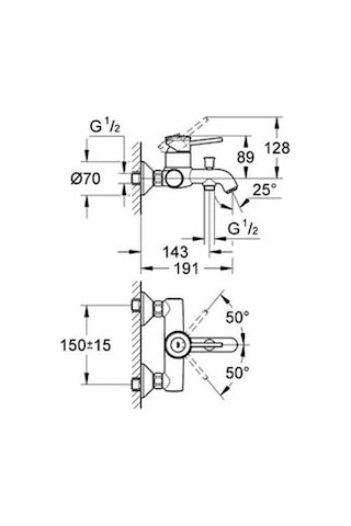 Grohe Bauclassic Banyo Bataryası - 32865000