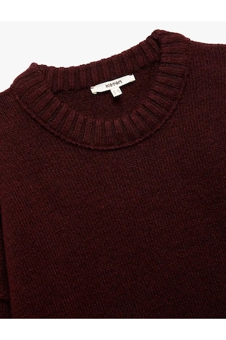 Koton Bisiklet Yaka Triko Kadın Oversize Kazak 6wak90177ht Bordo