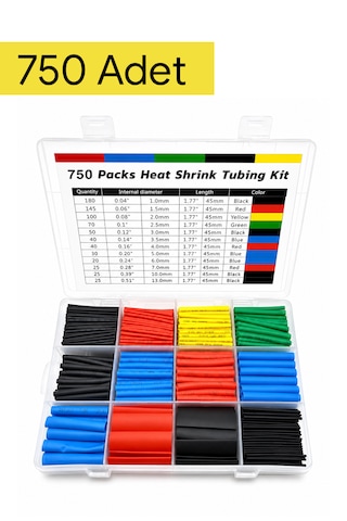 Makaron Seti 750 Parça Kutulu 12 Boy 5 Renk Isıyla Daralan Kablo Koruyucu Polyolefin Shrink Kaplama Makaron Seti 750 Parça Kutulu 12 Boy 5 Renk Isıyla Daralan Kablo Koruyucu Polyolefin Shrink Kaplama