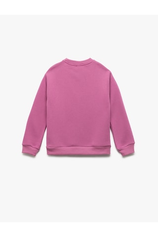 Koton Bisiklet Yaka Uzun Kollu Baskılı Şardonlu Sweatshirt Pembe 6wkg10125ak Gül