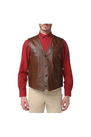 Dericlub 2145 Gerçek Deri Erkek Yelek Camel