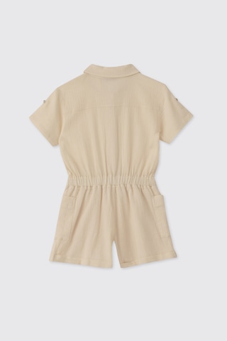Panço Kız Çocuk Cepli Bej Tulum Krem 2611GK24005