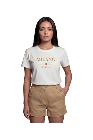 ''milano Italia'' Gold Yazılı Minimalist Baskılı %100 Pamuk Rahat Beyaz ''milano Italia'' Gold Yazılı Minimalist Baskılı %100 Pamuk Rahat Beyaz