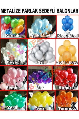 100 Adet Metalik Karışık Balon Sedefli