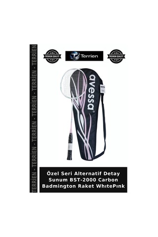 Özel Seri Alternatif Detay Sunum Bst-2000 Carbon Badmington Raket Whıtepınk