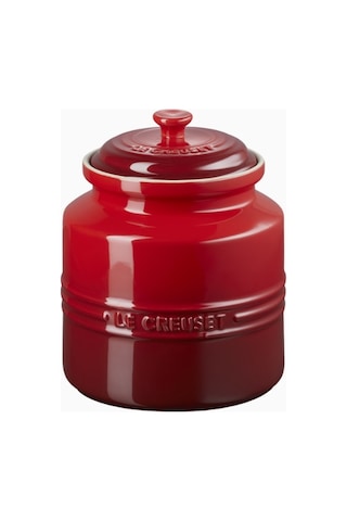 Le Creuset Lüks Tasarım Kapaklı Büyük Seramik Kurabiye Kutusu Saklama Kapları Kırmızı 1