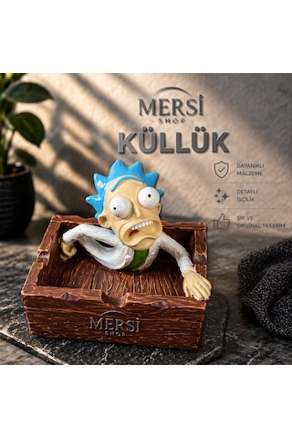 Rick Figürlü Seramik Küllük Dekoratif Karakter Tasarımlı Küllük