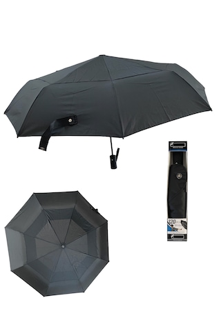 Lüx Tam Otomatik Şemsiye 120km/s Rüzgara Su Geçimez Kumaş Şemsiye Siyah