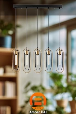 Metal Gövdeli 5'li Sarkıt Avize Modern Tasarım Mutfak Ve Salon İçin, Siyah-2061 Diğer