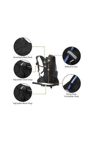 Didadodo Gece Görünürlü 8l Bisiklet Sırt Çantası - Koşu, Yürüyüş Ve Seyahat İçin Hidrasyon Çantası Siyah, Güvenli Koşu İçin Siyah