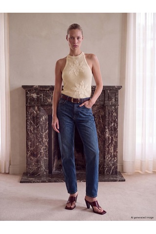 Lcw Vision Ekru Halter Yaka Ajurlu Triko Bluz