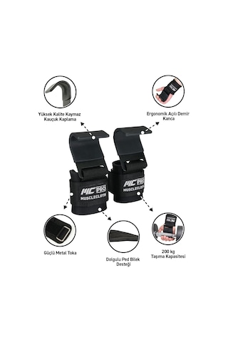 Musclecloth Lifting Hooks Ağırlık Kaldırma Kancası Siyah Çok Renkli