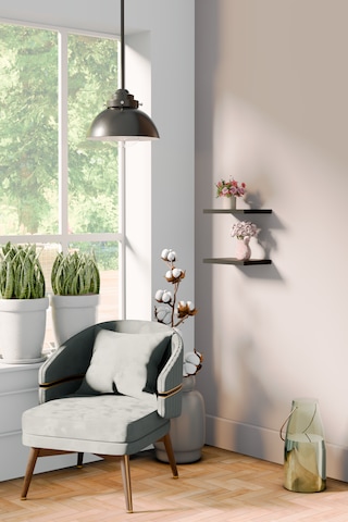 Yankı-BYEG 20 cm 2li Mat Siyah Mdf Duvar Rafı Gizli Bağlantı Çiçeklik