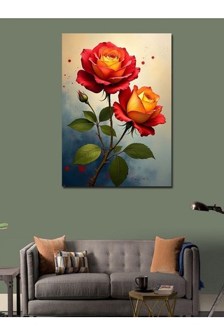 Kanvas Tablo Kırmızı Ve Sarı Gül Buketi 100cmx140cm