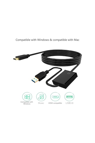 Usb - Hdmı Uyumlu Kablo 1,8 M Usb 3.0 - Hdmı Uyumlu Ses Video Dönüştürücü Windows Xp/7/8/8.1/vista İçin