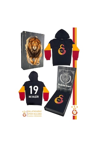 Galatasaray Orijinal Logolu Siyah Kişiye Özel Sweat Kutulu 091 Siyah