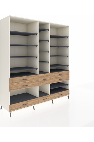 Kronos Dolap 19 Raflı 8 Çekmeceli 220x59x243 Aytaşı-antrasit/çam Antrasıt/atlas Çam