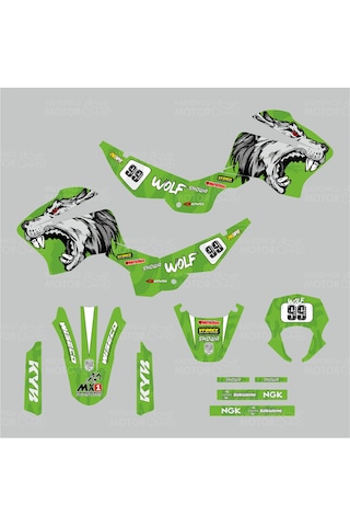 Mondial X-treme Max 150 Wolf Design Sticker Set Yeşil Renkli