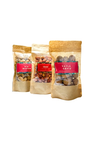 Guruyemiş Box Tuzlu Atıştırmalıklar Tadım Paketi Badem 400 G İğde 225 G Ceviz 250 G