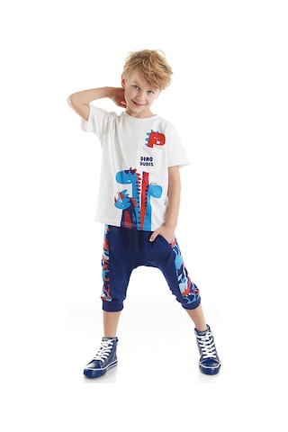 Denokids Dino Dudes Erkek Çocuk T-shirt Baggy Kapri Takım Çok Renkli