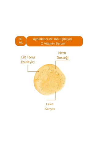 Leke Karşıtı Ve Ton Eşitleyici, Aydınlatıcı Vitamin C - Bakım Serumu 30 Ml - Ascorbic Acid