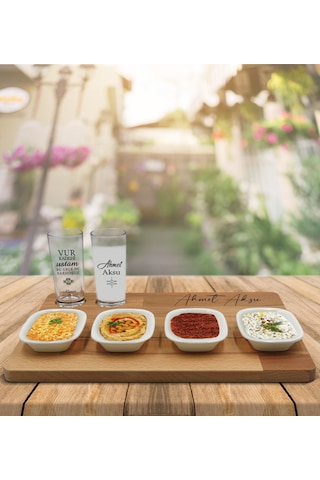 Kişiye Özel Vur Kadehi Ustam Tasarımlı 2’li Rakı Bardağı Ve Meze