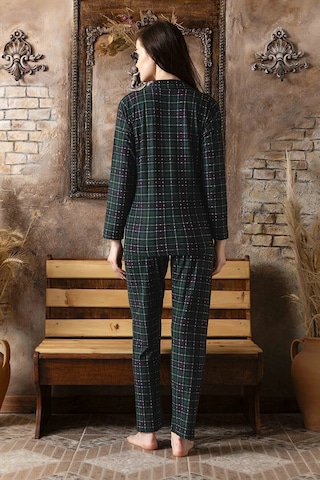 Sude P-200-109 Süet Gömlek Ekose Kadın Pijama Takımı Çok Renkli