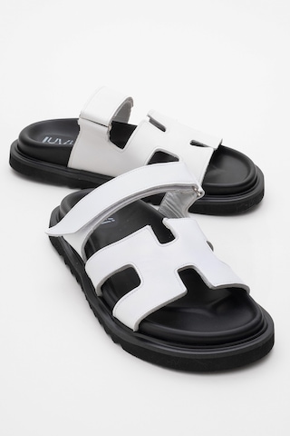 Luvishoes Luvi Shoes Morte Beyaz Cilt Hakiki Deri Kadın Terlik Beyaz