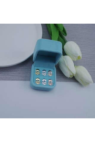 Wezone Kaliteli Bakır Gümüş Altın Pembe Altın Kalp Modeli Küpe Asistanı, Tv Yeni Stili Küpe Tutucu Ve Yükseklik Ayarlayıcı, Lüks Kutu İle 3 Çift Set Gold