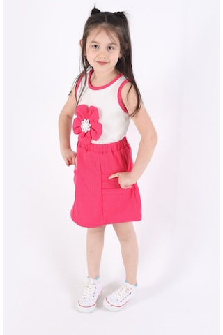 Aden Kids Kız Çocuk Etekli Alt Üst Takım Fuşya