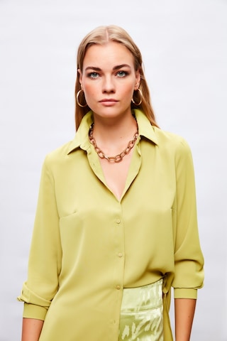 Sateen Düz Klasik Gömlek - Yağ Yeşili-133333 Yeşil