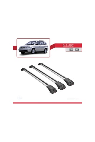Kia Carens 2002-2006 Arası İle Uyumlu Ace-1 Ara Atkı Tavan Barı Gri 3 Adet Bar