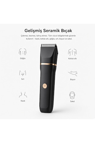 Erkek Bakım Seti Yüz Saç Sakal Vücut Tıraş Makinesi Islak Kuru Ipx7 Su Geçirmez Seramik Bıçak Şarj Standlı Hassas Bölge Duşa Uygun Kablosuz Cilt Koruma Sistemi 2 Yıl Garanti