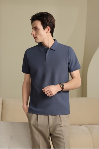 New Performance Premium Polo T-shirt 100% Pamuk Merserize Grimsi Mavi