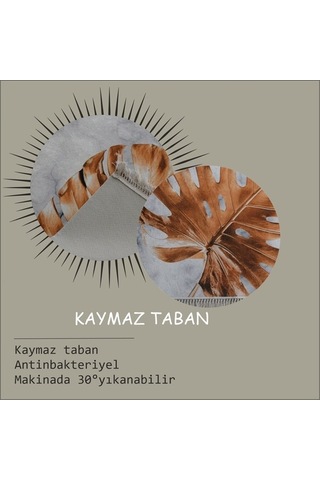 Kaydırmaz Taban Dekoratif Gold Yaprak Model Halı Çok Renkli