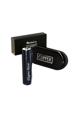 Clipper Kişiye Özel Metal Çakmak Özel Kutulu ve Baskılı Siyah