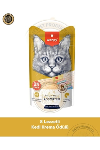 Wanpy Karışık 8 Lezzetli Kedi Krema Ödülü 25x14gr