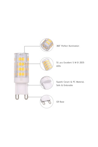 Shineyee G9 Tabanlı Led Mısır Ampulü 5w 45w Halojen Yerine 400lm Islak Beyaz 5'li Paket Ac220-240v