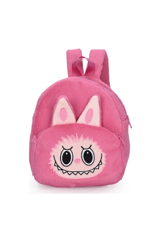 Moveevo Küçük Çocuklar İçin Sevimli Kartoon Figürlü Yumuşak Plüş Çift Omuz Çantası - Pudra Pembe Çok Renkli