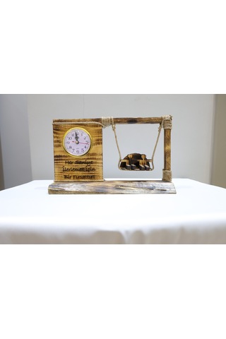 El Yapımı Ahşap Salıncaklı Masa Saati Koleksiyondan Ahşap