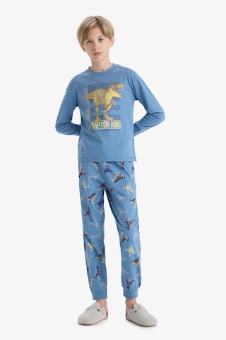 Defacto Erkek Çocuk Pijama Takımı Dinozor Baskılı Uzun Kollu Üst Uzun Alt F1891a825aube484 Mavi