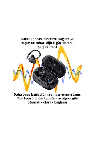 Bluetooth Vers.5.3 Kancalı 500mah Kulakiçi Bluetooth Kulaklık Hıfı Şarj Götergeli Stereo Kulaklık