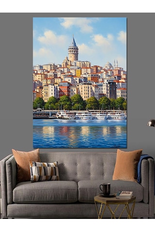 Ahşap Tablo Galata Kulesi Ve İstanbul Panoraması